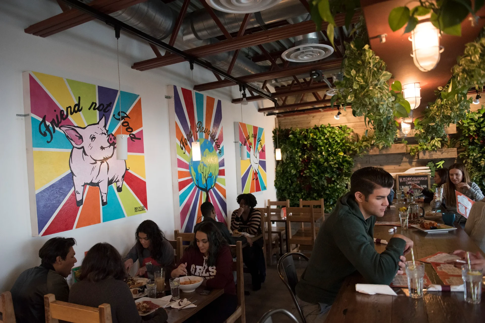 Diners and community gathering inside a Downtown Las Vegas restaurant