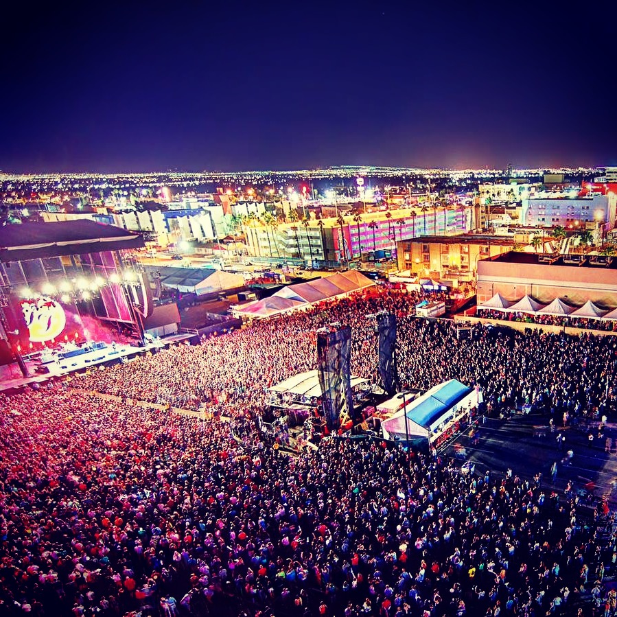 Festival crowd at night